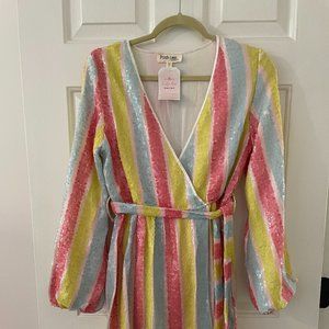 NWT Sequined Multicolor Long Sleeve Mini Dress Size S